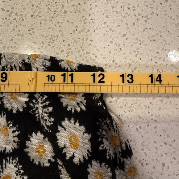 Free People Womens Daisy Print Black Knit Cropped Flare Pants 2 Boho Cottage - Picture 6 of 7